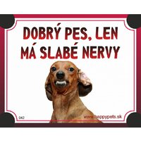 Tabuľka - dobrý pes, len má slabé nervy vtipná